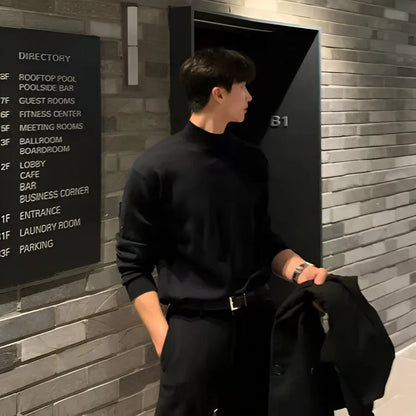 Slim-fit-langarm-strickpullover für herren