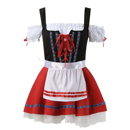 Bodhi | mini-dirndl kleid mit herzschnürung und kontrastschürze für frauen