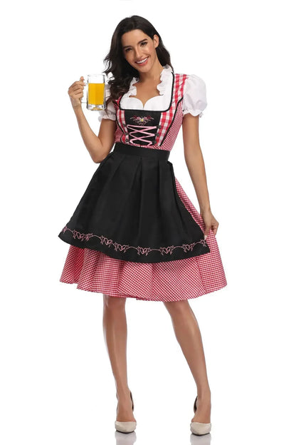 Kortright | dirndl kleid mit karomuster und kontrastschürze für frauen