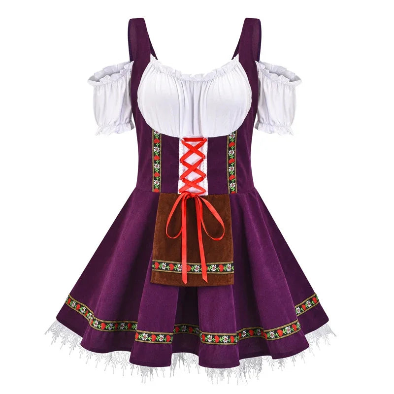 Aubriella | mini-dirndl kleid mit zierborte und schnürung für frauen