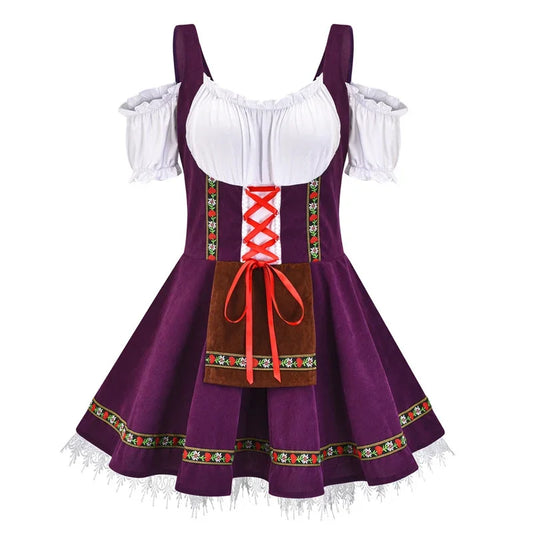Aubriella | mini-dirndl kleid mit zierborte und schnürung für frauen