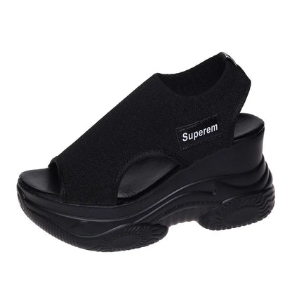 Schwarze Netz-Sandalen - Linda