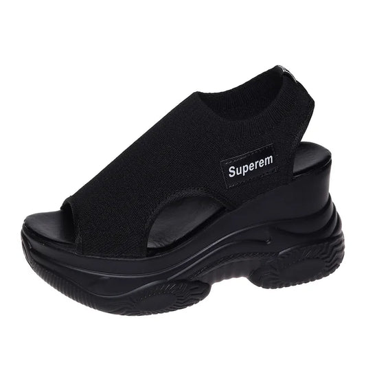 Schwarze Netz-Sandalen - Linda