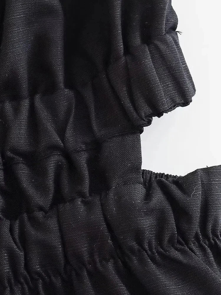 Schwarzes langes Kleid mit tiefem Ausschnitt - Marina