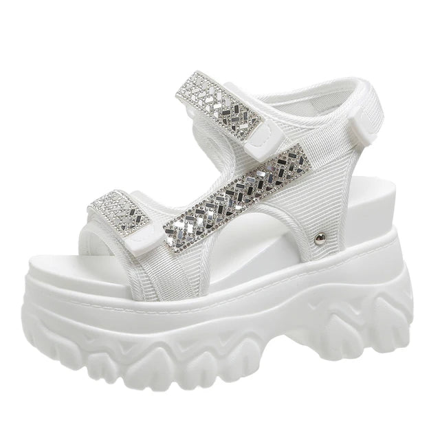 Schwarze Funkelnde Trekking-Sandalen - Zoe