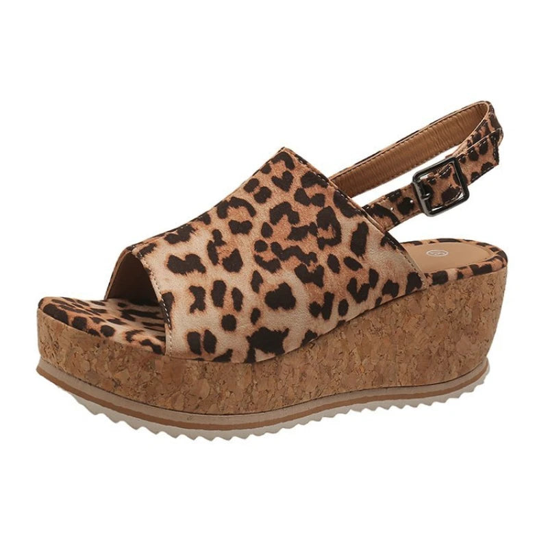 Leopardenmuster Kork-Sandalen - Eva