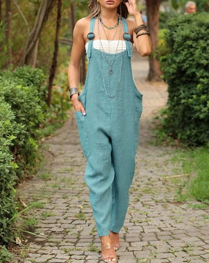 Türkiser Jumpsuit mit Hosenträgern - Isabelle