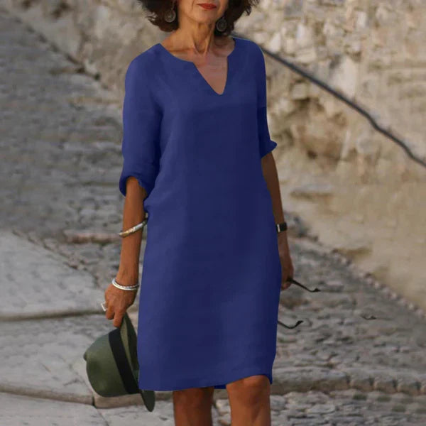 Wendy - kleid mit dreiviertel ärmeln und v-ausschnitt