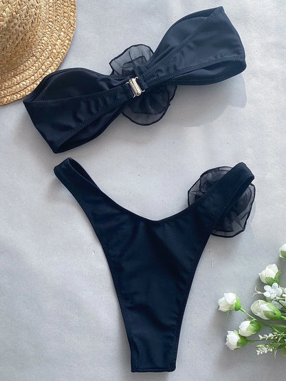 Gestreifter Bikini Rosendetail - Julia