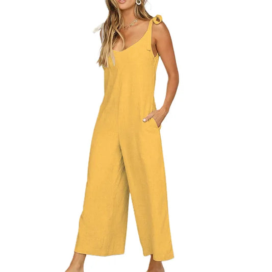 Gelber Jumpsuit mit Schleifen - Emilia