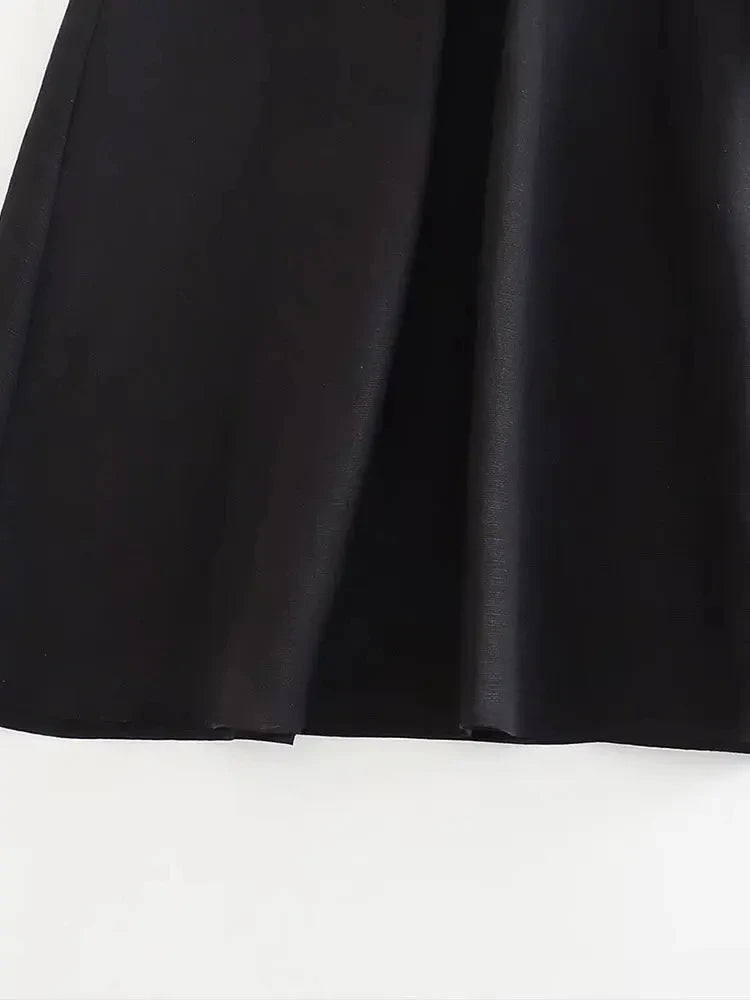 Schwarzes langes Kleid mit tiefem Ausschnitt - Marina