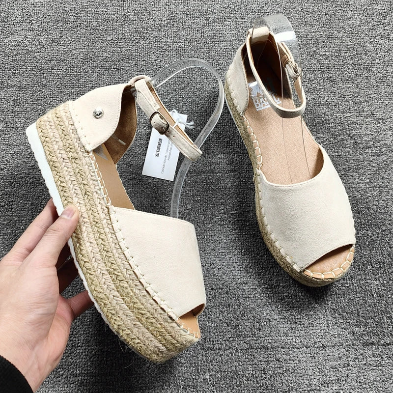 Beige Espadrille-Sandalen - Emma