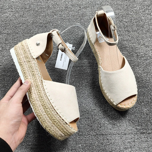 Beige Espadrille-Sandalen - Emma