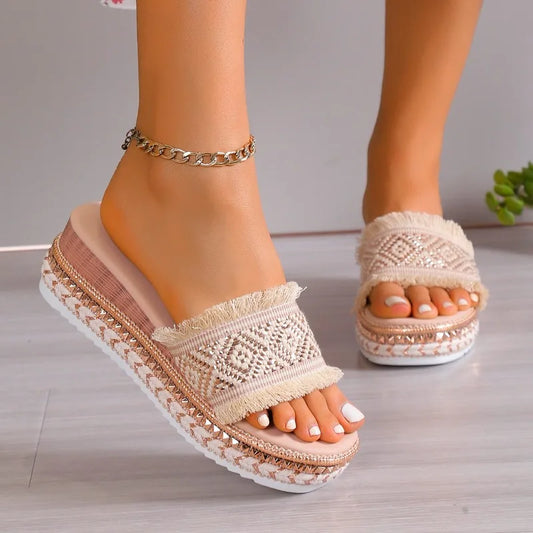 Beige Ethno-Slipper - Amelie