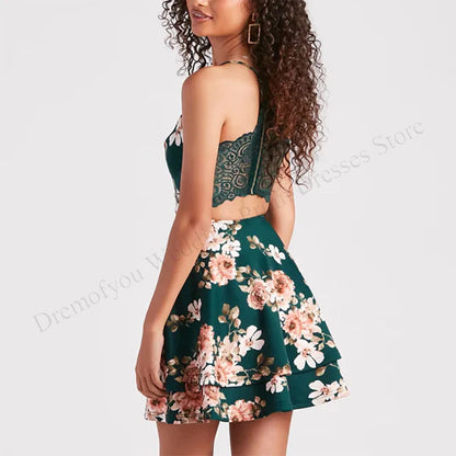 Tiefgrünes Blumenkleid - Sophie