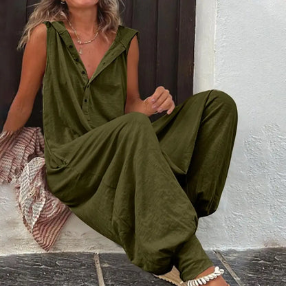Armeegrüner ärmelloser Jumpsuit - Olivia