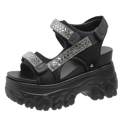 Schwarze Funkelnde Trekking-Sandalen - Zoe