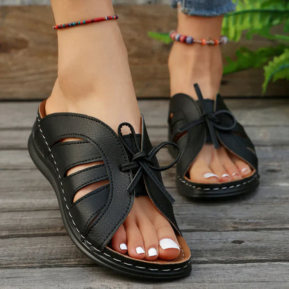 Fiona - Rote Komfort-Sandalen mit Keilabsatz