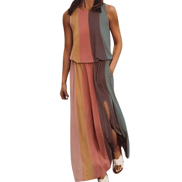 Schwarzes Maxi-Kleid mit Schlitz - Isabella