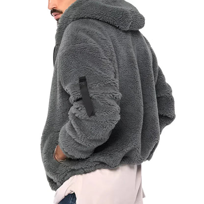 Herren-sherpa-fleecejacke, warm und kuschelig, mit reißverschluss – herren