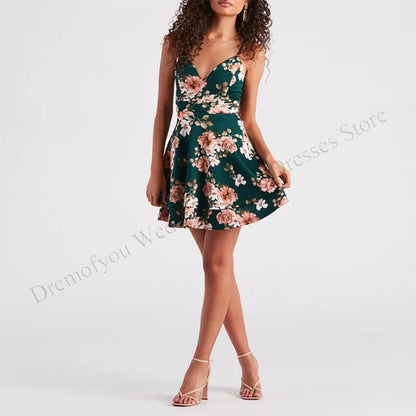 Tiefgrünes Blumenkleid - Sophie