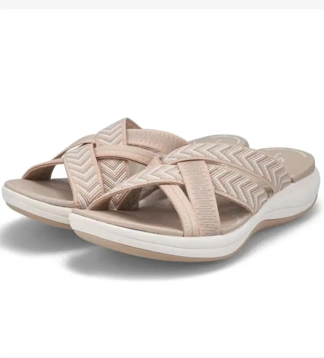 Beige Plateau-Sandalen mit Kreuzriemen - Nia