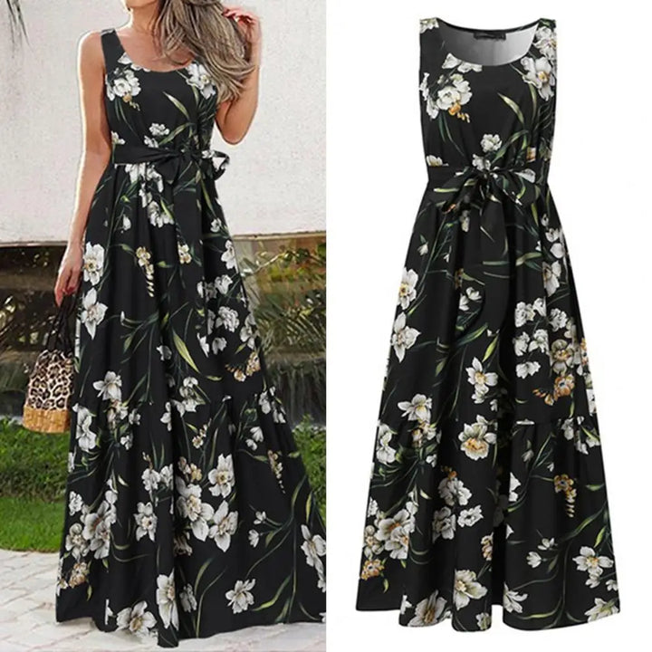 Schwarzes blumen maxikleid - Fiona