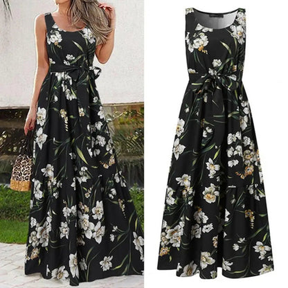 Schwarzes blumen maxikleid - Fiona