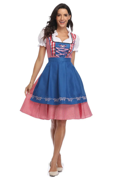 Kortright | dirndl kleid mit karomuster und kontrastschürze für frauen