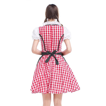 Kortright | dirndl kleid mit karomuster und kontrastschürze für frauen