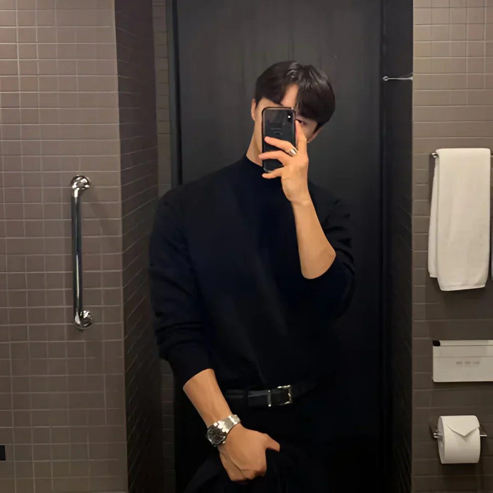 Slim-fit-langarm-strickpullover für herren