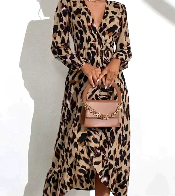Elena - Leopard Midi Wickelkleid