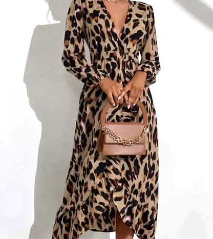 Elena - Leopard Midi Wickelkleid