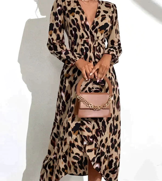 Elena - Leopard Midi Wickelkleid