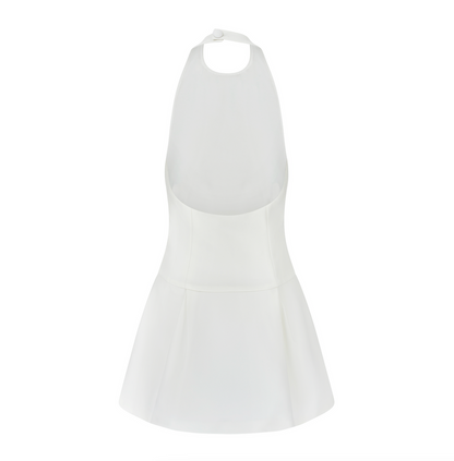 Sasha | the ultimate muse white mini dress with drop hem