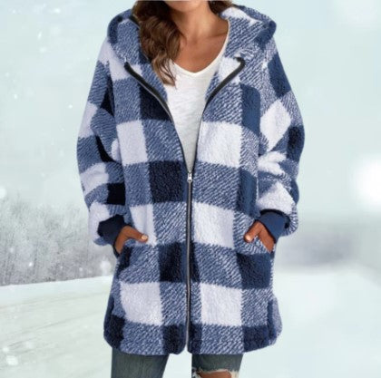 Heidi | gemütliche jacke mit kapuze und karomuster, winter 2025