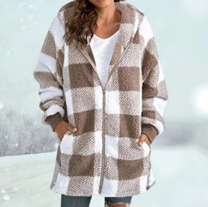 Heidi | gemütliche jacke mit kapuze und karomuster, winter 2025