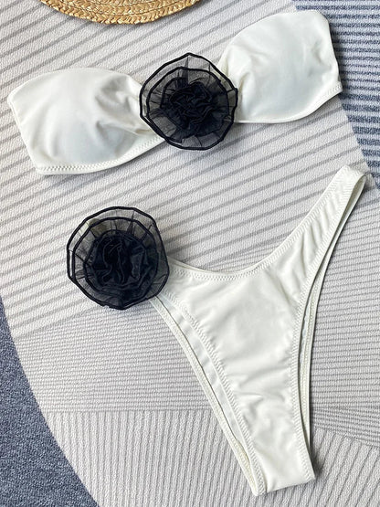 Gestreifter Bikini Rosendetail - Julia