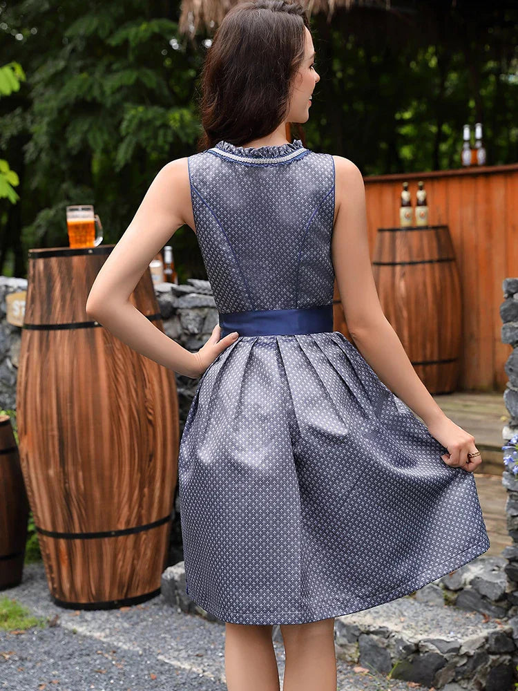 Aries | dirndl kleid mit glanzschürze und spitzenmieder für frauen