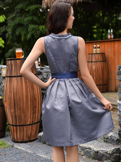 Aries | dirndl kleid mit glanzschürze und spitzenmieder für frauen