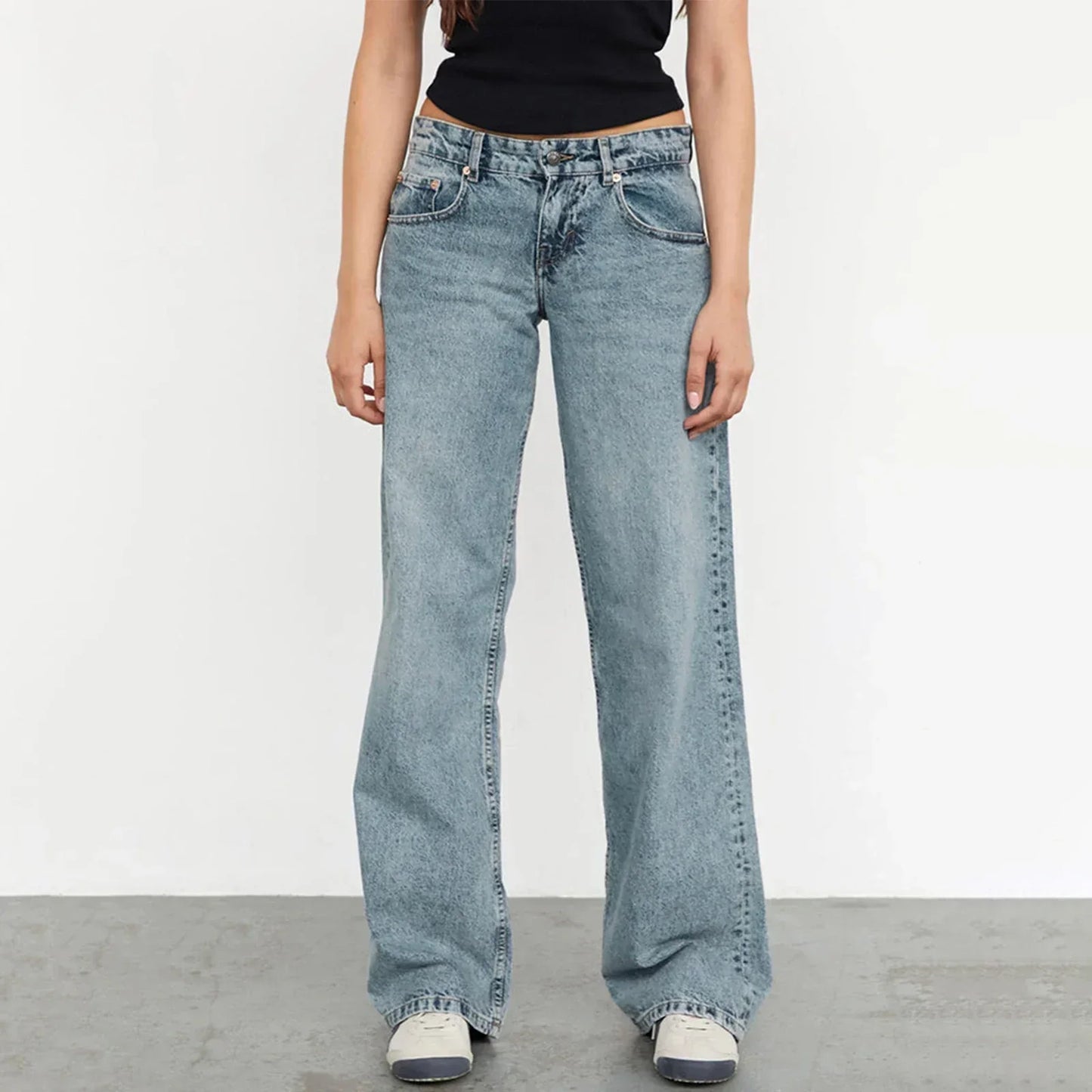 Vintage-jeans mit weitem bein für damen