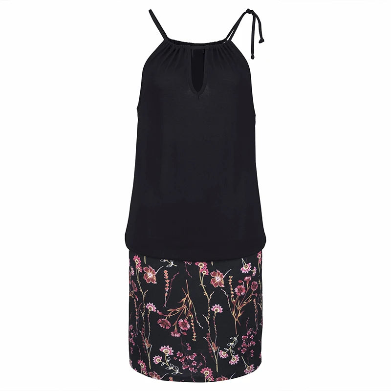 Fiona - Schwarzes Ärmelloses Sommerkleid