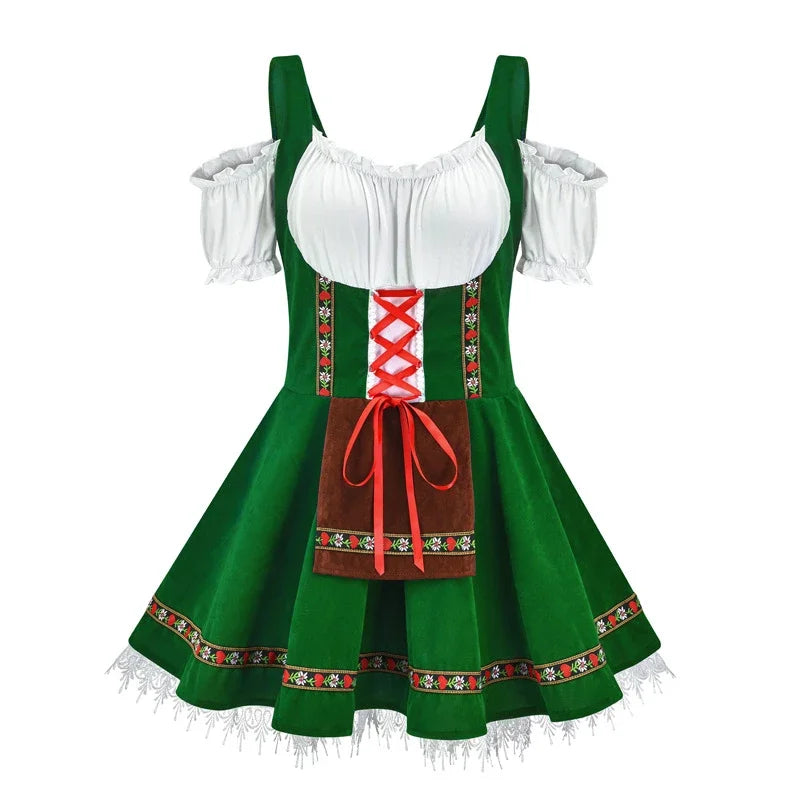 Aubriella | mini-dirndl kleid mit zierborte und schnürung für frauen