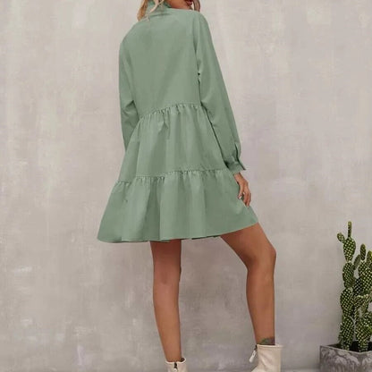 Marineblaues Kleid mit Stehkragen - Emma