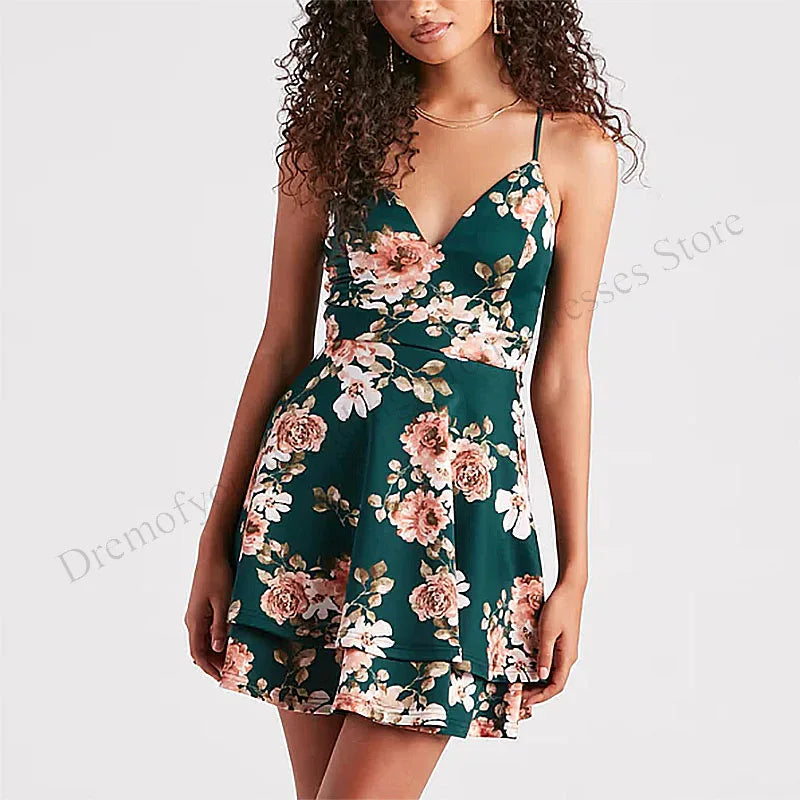 Tiefgrünes Blumenkleid - Sophie