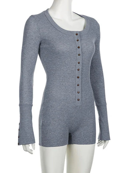 Grauer Jumpsuit mit Knopfleiste - Mia