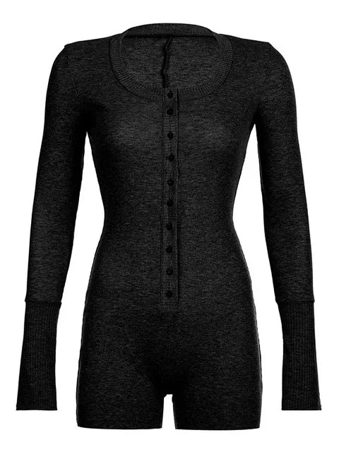 Grauer Jumpsuit mit Knopfleiste - Mia