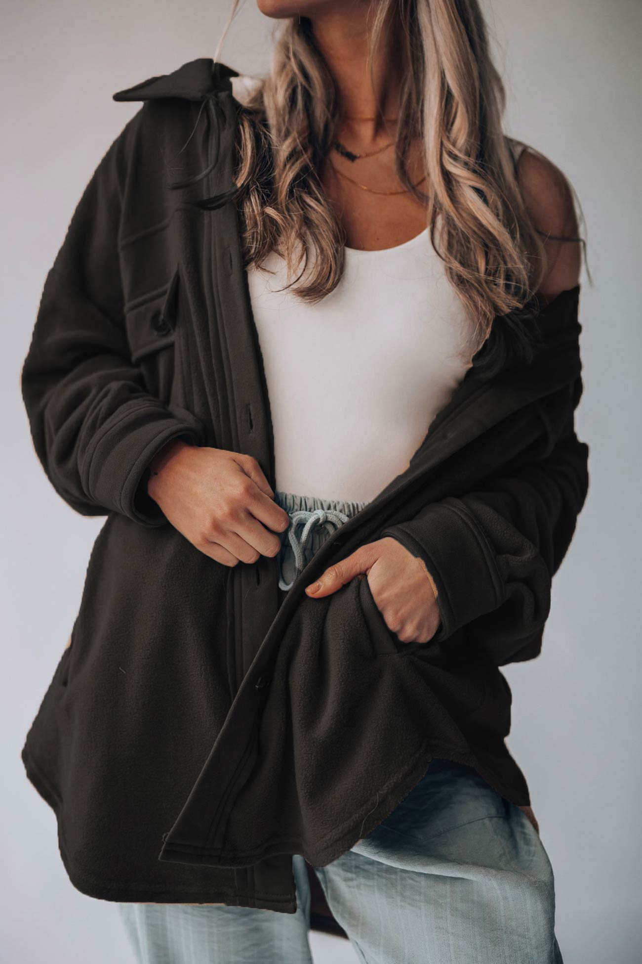 Einreihige Shacket mit Taschen