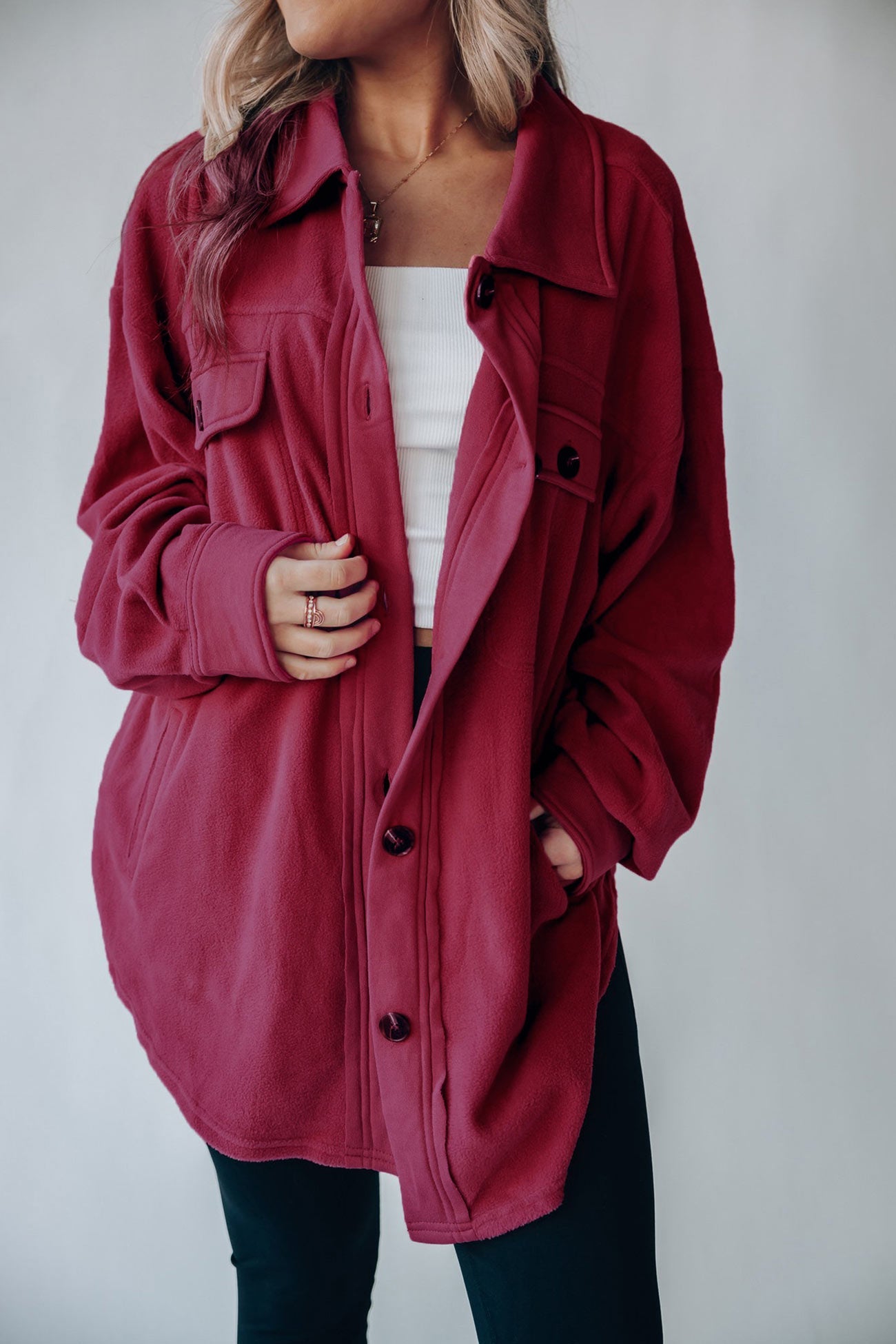 Einreihige Shacket mit Taschen