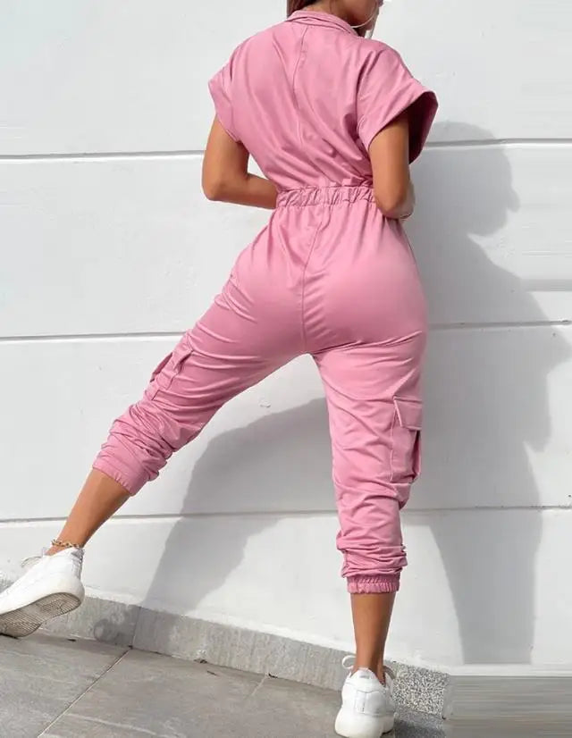 Lena - Grüner Taillierter Jumpsuit